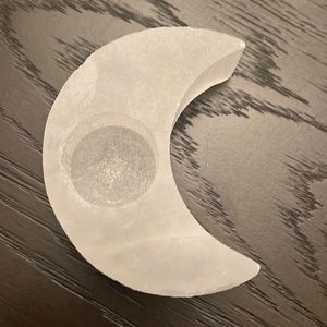 Crescent moon salt tea light holder